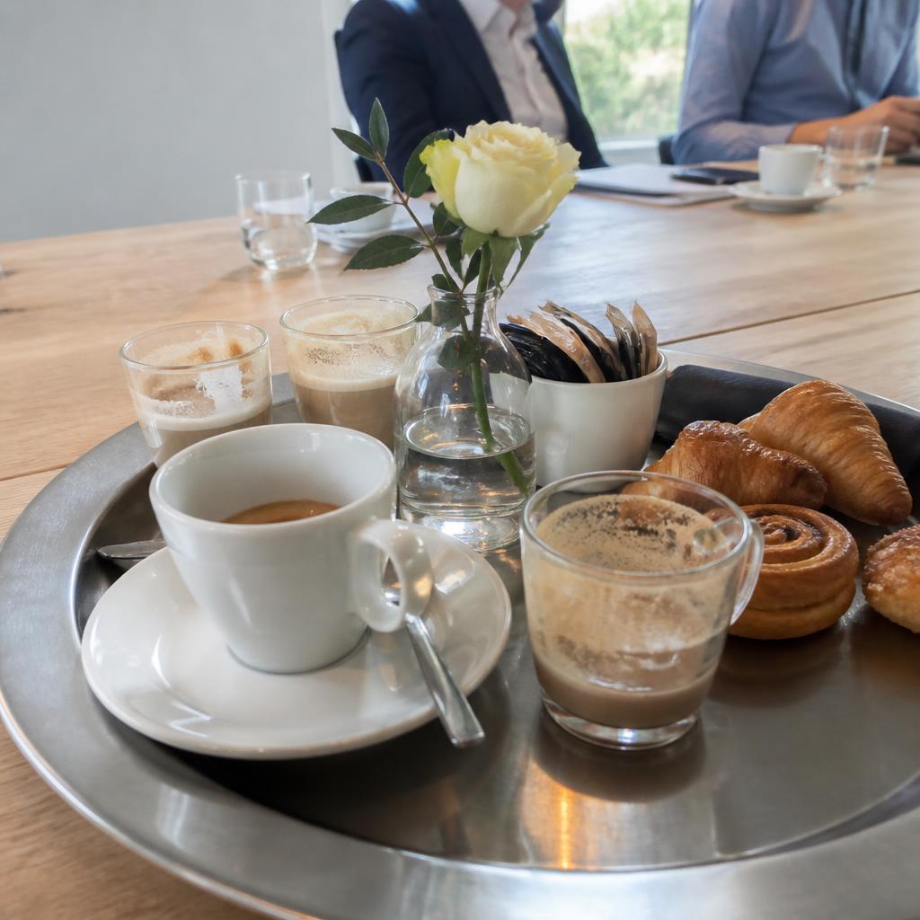 Coffee break aziendale con caffè e pasticceria mignon